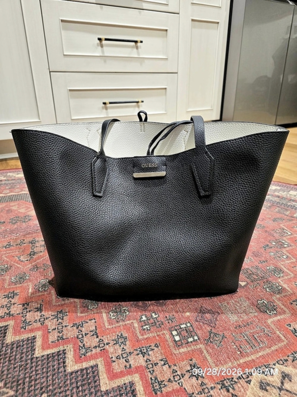 GUESS Black & White Tote Bag